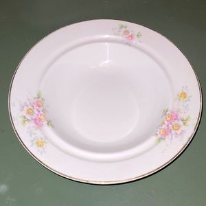 RARE Antique Hopewell China Soup or Salad Bowl Pink & Blue Flowers Vintage Decor